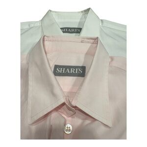 Shari’s Men’s sheer button up dress shirts in Pink and White Size 46 BJ3